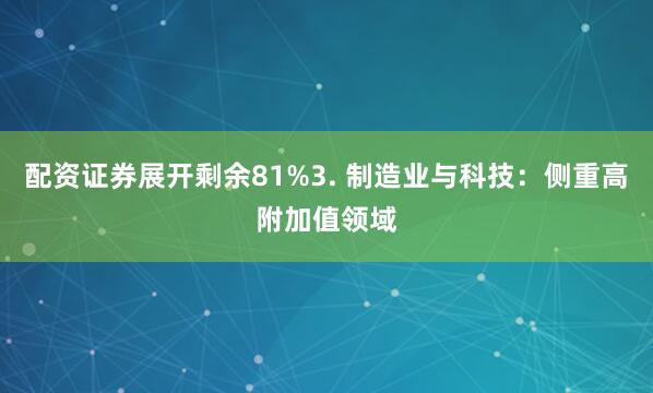 配资证券展开剩余81%3. 制造业与科技：侧重高附加值领域